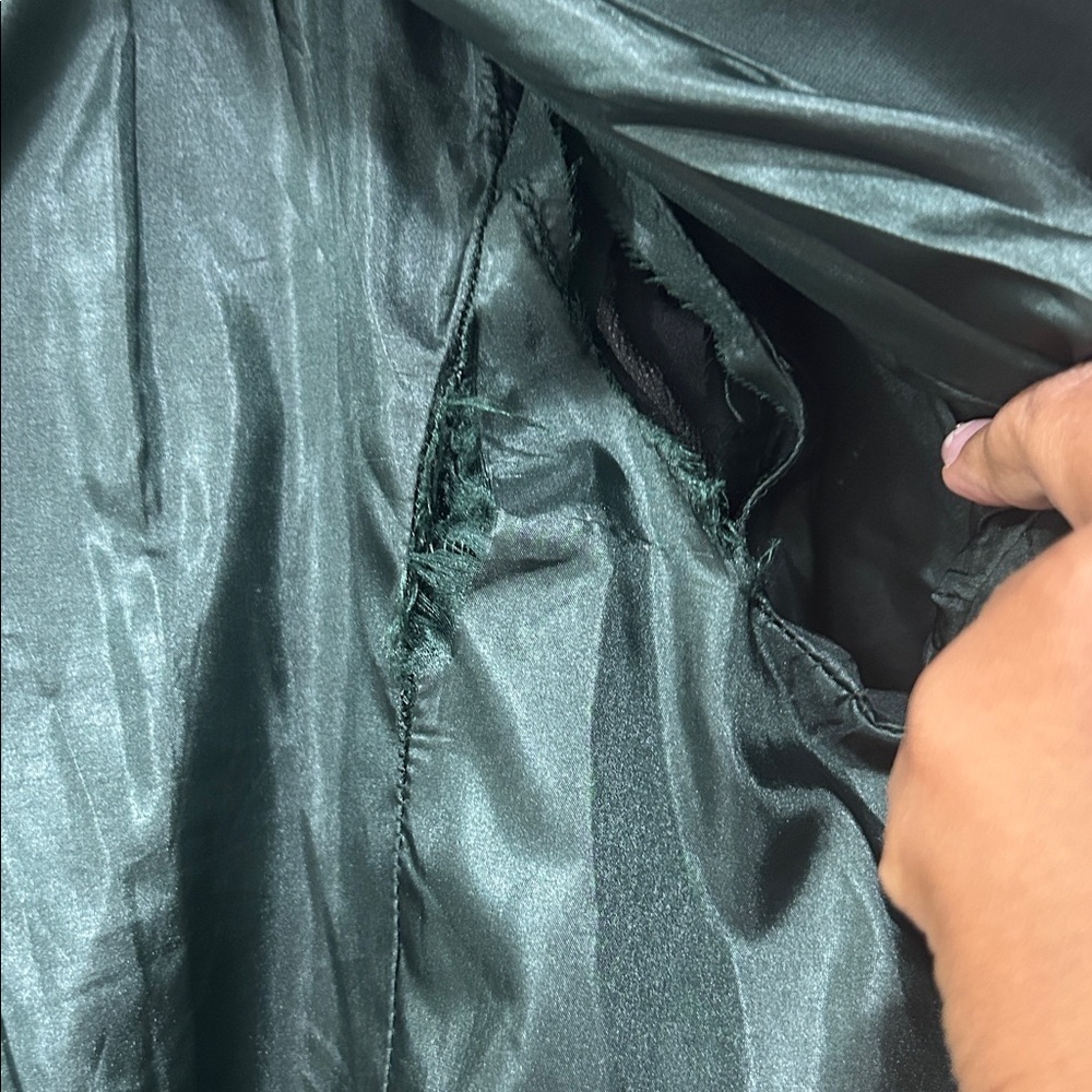 Premise Dark Green Blazer with Gold Zipper Accents - Picture 6 of 7